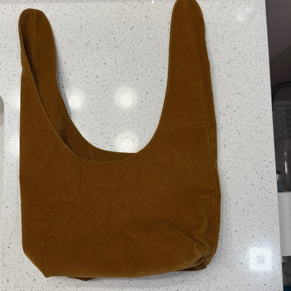 Merit Signature Cosmetic Bag Women's Brown Corduroy Tie Top Pouch Casual Boho